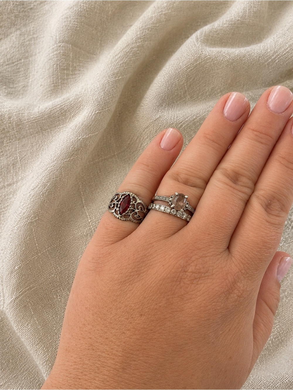 Vintage ESPO 14K GE Filigree Ring Red Garnet Ruby Style Stone Size 7 - Picture 4 of 5